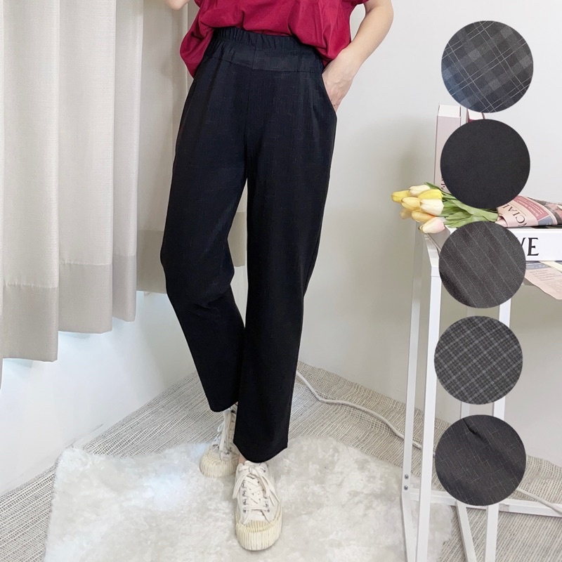 （台灣現貨）‼️現貨‼️絕對必買 顯瘦百搭鬆緊腰直條 哈倫褲 小腳褲 蘿蔔褲 大尺碼 西裝褲 休閒褲 *5色